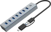 Huby USB - HUB USB Conceptronic Conceptronic HUBBIES21G huby i koncentratory USB 3.2 Gen 1 3.1 Gen 1 Type-A 5000 Mbit/s Szary - miniaturka - grafika 1