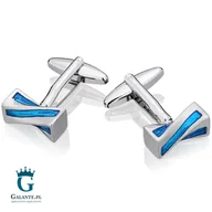 Spinki do mankietów i krawatów - Mag Mouch Spinki do mankietów UE-24360P Niebieskie - miniaturka - grafika 1