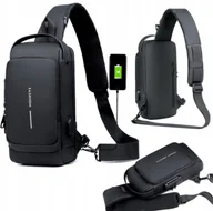 Nerki - Pojemna Męska Torba Plecak Na Ramię Nerka Czarna Saszetka Wodoodporna Usb - miniaturka - grafika 1