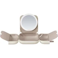 Lusterka do makijażu - AMIRO Różowe Lusterko kosmetyczne z podświetleniem LED i kosmetyczką AML115N - miniaturka - grafika 1