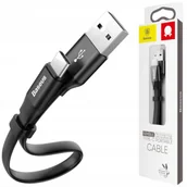 Kable USB - KRÓTKI KABEL USB-C BASEUS  PŁASKI DO ANDROID AUTO 3A 23cm CZARNY - miniaturka - grafika 1