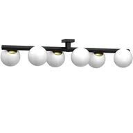 Lampy sufitowe - Czarna listwa ze złotymi dodatkami, białe kule LX 4630 z serii IDRIS - miniaturka - grafika 1