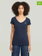 Koszulki i topy damskie - G-Star Koszulki (2 szt.) w kolorze białym i granatowym - miniaturka - grafika 1
