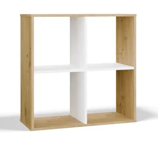 Regał kostka z 4 półkami dąb artisa + biały - Selex 5X - Półki do salonu - miniaturka - grafika 1