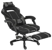 Fotele gamingowe - Fotel Gamingowy DEUS X-Stream ciemnoszary z podnóżkiem, tkanina - miniaturka - grafika 1