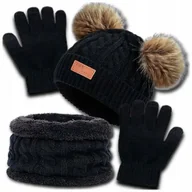 Czapki dla dzieci - Czapka Dziecięca wiosna jesień Zima komin Komplet rękawiczki dziecka 1,5-3L - miniaturka - grafika 1