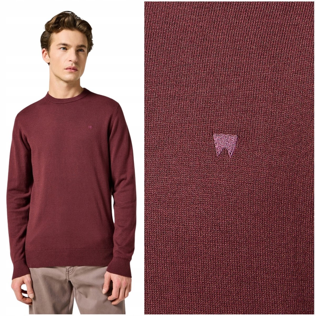 Wrangler KNIT SWEATER Dahlia bawełniany męski sweter z dodatkiem wełny 4XL