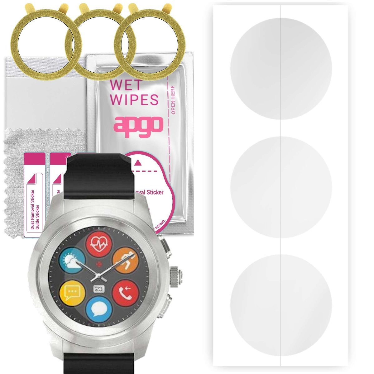 3x Folia hydrożelowa do MyKronoz ZeTime Regular - apgo Smartwatch Hydrogel Protection Ochrona na ekran smartwatcha