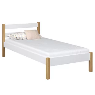 Drewniane łóżko pojedyncze N01 biało dębowe 120x200 - Łóżka - miniaturka - grafika 1