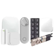 Systemy inteligentnych domów - Bezprzewodowy zestaw Ajax + Yale (Yale Linus® Smart Lock L2 srebrny z regulowaną wkładką Yale Linus®i klawiaturą; Ajax: Hub 2, LeaksProtect, FIREPROTECT 2 RB (ciepło/dym), DoorProtect) (biały) - miniaturka - grafika 1
