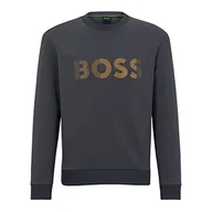 Bluzy męskie - BOSS Męska bluza Salbo 1 z mieszanki bawełny z trójwymiarowym haftem logo, Dark Grey27., XXL - miniaturka - grafika 1