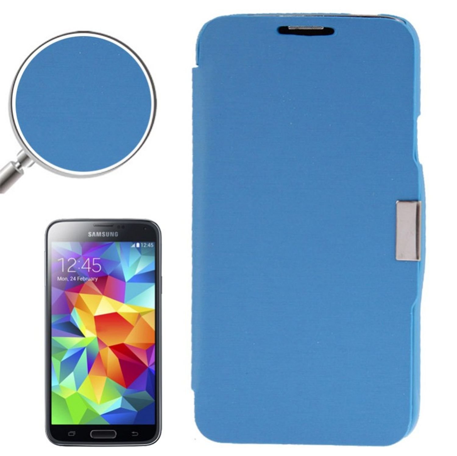 Etui na telefon Samsung Galaxy S5 mini G800 jasnoniebieskie szczotkowane