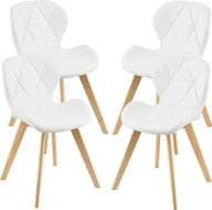 Krzesła - Krzesło do jadalni Älmhult zestaw 4 krzeseł 81x57 cm sztuczna skóra bukowa Krzesło do salonu Krzesło kuchenne Biały - miniaturka - grafika 1