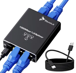 Reagle Adapter Rozdzielacz Switch Splitter LAN Ethernet RJ45 3xRJ45 1000M 1GB - Pozostałe akcesoria sieciowe Reagle Adapter Rozdzielacz Switch Splitter LAN Ethernet RJ45 3xRJ45 1000M 1GB - Pozostałe akcesoria sieciowe - miniaturka - grafika 1