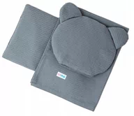 Pościel dla dzieci - KIDABOO Pościel narzutka do łóżeczka dziecięcego 3elementy 75/100 Wafel POPIEL - miniaturka - grafika 1