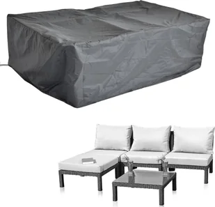 Mucola pokrowiec ochronny na meble ogrodowe plandeka zestaw kanapa sofa stół odporny na warunki atmosferyczne czarny - siedzisko narożne 197x122x62 - Pokrowce na meble ogrodowe - miniaturka - grafika 1