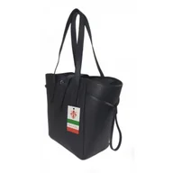 Torebki damskie - Pakowna włoska torebka skórzana na ramię mieści A4 ,Vera Pelle , Granatowa BKL25BS - miniaturka - grafika 1