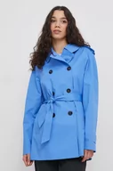 Płaszcze damskie - Tommy Hilfiger trencz bawełniany kolor niebieski przejściowy oversize - miniaturka - grafika 1