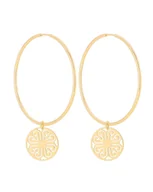 Kolczyki - Złote kolczyki duże koła z rozetami - miniaturka - grafika 1