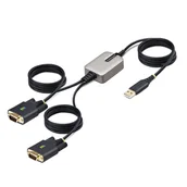 Adaptery i przejściówki - StarTech 2P6FFC-USB-SERIAL zmieniacz płci / kabli USB-A 2 x DB-9 RS-232 Czarny, Szary - miniaturka - grafika 1