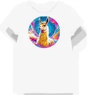 Koszulki i topy damskie - Koszulka damska biała z motywem złotej lamy dla fanów memów L - miniaturka - grafika 1