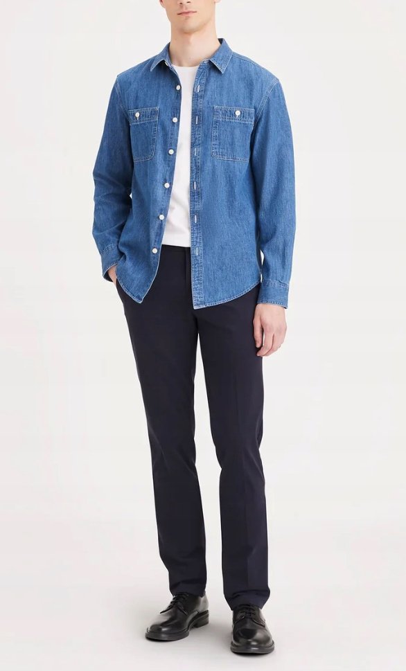 DOCKERS GRANATOWE SPODNIE CHINOS Z PROSTĄ NOGAWKĄ 31/30 17CA