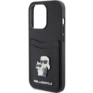 Karl Lagerfeld KLHCP15LSAPKCNPK iPhone 15 Pro 6.1" czarny/black hardcase Saffiano Cardslot Karl&Choupette Metal Pin - Etui i futerały do telefonów - miniaturka - grafika 6