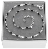 Bransoletki - Bransoletka srebrna na nogę kostkę stopę CZARNE SERDUSZKA SERCA srebro 925 - miniaturka - grafika 1