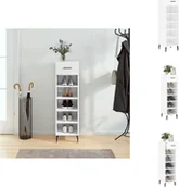 Szafki na buty - vidaXL Szafka na buty biała wysoki połysk 30x35x105 cm materiał drewnopochodny - Szafki - miniaturka - grafika 1