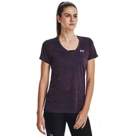 Koszulki i topy damskie - Damska Koszulka z krótkim rękawem UNDER ARMOUR TECH SSV TWIST 1258568-544 – Fioletowy - miniaturka - grafika 1