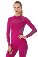 Bielizna sportowa damska - Bluza termoaktywna damska Brubeck Dry LS13070 fuksja/szary - miniaturka - grafika 1
