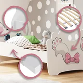 Łóżka dla dzieci i młodzieży - Łóżko dziecięce Kot różowy 160x80 cm – Zawiera ramę, stelaż i materac piankowy - miniaturka - grafika 1