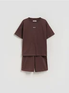 Koszulki dla chłopców - Reserved - Bawełniany komplet - ciemnobrązowy - miniaturka - grafika 1