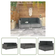 Sofy ogrodowe - The Living Store Siedziska narożne z poduszkami - 2 szt. - polirattan - szare - Sofa Narożna - miniaturka - grafika 1