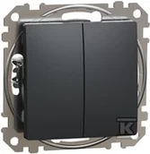 Wyłączniki światła i elektryczne - Schneider Electric Łącznik podwójny schodowy, czarny antracyt SEDNA DESIGN - miniaturka - grafika 1