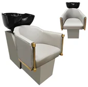 Myjki fryzjerskie - Myjnia myjka fryzjerska barberska Lincoln do salonu fryzjerskiego barberskiego ruchoma ceramiczna misa armatura bateria słuchawka - miniaturka - grafika 1