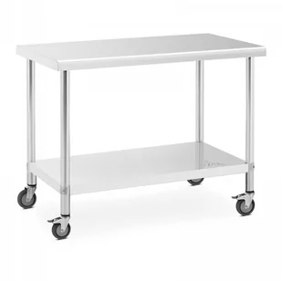 Stół ze stali nierdzewnej na kółkach - 60 x 120 cm - 158 kg ROYAL CATERING 10012804 RCAT-120/60-W - Meble gastronomiczne - miniaturka - grafika 1
