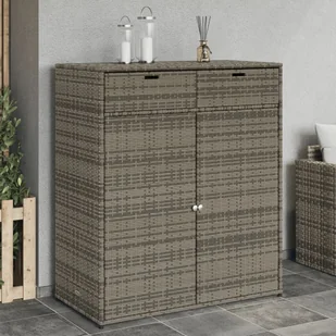 Szafa ogrodowa vidaXL Szafka ogrodowa, szara, 105x55x113 cm, polirattan - Pozostałe meble ogrodowe - miniaturka - grafika 1