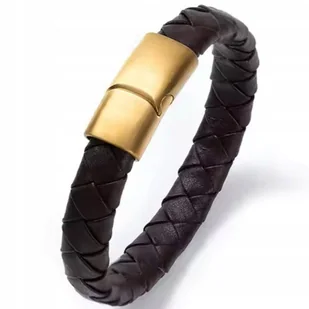 ZŁOTA BRANSOLETKA MĘSKA SKÓRZANA BRĄZOWA MAGNETYCZNA STAL CHIRURGICZNA 316L - Bransolety męskie ZŁOTA BRANSOLETKA MĘSKA SKÓRZANA BRĄZOWA MAGNETYCZNA STAL CHIRURGICZNA 316L - Bransolety męskie - miniaturka - grafika 1