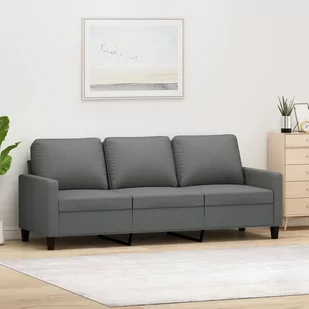 vidaXL Sofa 3-osobowa, ciemnoszara, 180 cm, tapicerowana tkaniną - Sofy i kanapy - miniaturka - grafika 1