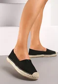 Espadryle damskie - Czarne Espadryle na Płaskiej Jutowej Podeszwie Lenarssa - miniaturka - grafika 1