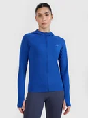 Bluzy damskie - 4F Bluza do biegania w terenie rozpinana z kapturem damska - niebieska M/L - miniaturka - grafika 1