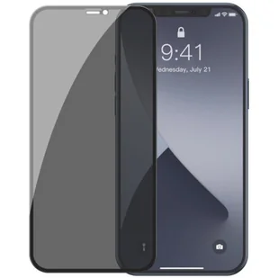 Baseus Baseus 2x Szkło hartowane 0,3 mm Anti Spy z ramką na cały ekran iPhone 12 Pro / iPhone 12 Czarny (SGAPIPH61P-TG01) - iPhone 12 iPhone 12 Pro SGAPIPH61P-TG01 - Szkła hartowane na telefon - miniaturka - grafika 1