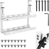 Maskownice do kabli - Organizer podbiurkowy na kable Maclean, max. obciążenie 5kg, 2 poziomy, biały, MC-104 W - miniaturka - grafika 1