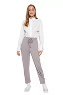 Spodnie damskie - Trendyol Damskie spodnie dresowe o normalnej talii, proste nogawki, regularny krój, skromne spodnie dresowe, szary, XL - miniaturka - grafika 1