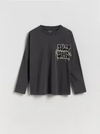 Bluzki dla chłopców - Reserved - Bawełniany longsleeve - ciemnoszary - miniaturka - grafika 1