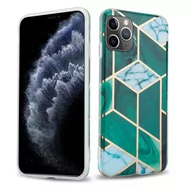 Etui i futerały do telefonów - Pokrowiec Etui Do Apple iPhone 11 PRO w Ciemnozielono Biało Złoty Marmur No. 6 Obudowa Case Cover Silikon Plecki Cadorabo - miniaturka - grafika 1