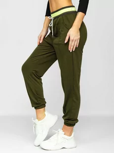 Zielone spodnie dresowe damskie Denley YY31NM - Spodnie sportowe damskie - miniaturka - grafika 1