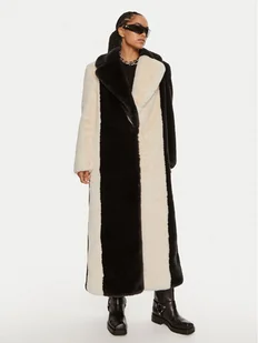 ROTATE Futro Colourblock RT1914 Czarny Regular Fit - Płaszcze damskie - miniaturka - grafika 1