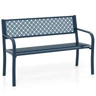 Ławki ogrodowe - Metalowa ławka ogrodowa, odporna na warunki atmosferyczne, ławka balkonowa z oparciem i podłokietnikami, metalowa ławka do siedzenia, na taras - miniaturka - grafika 1